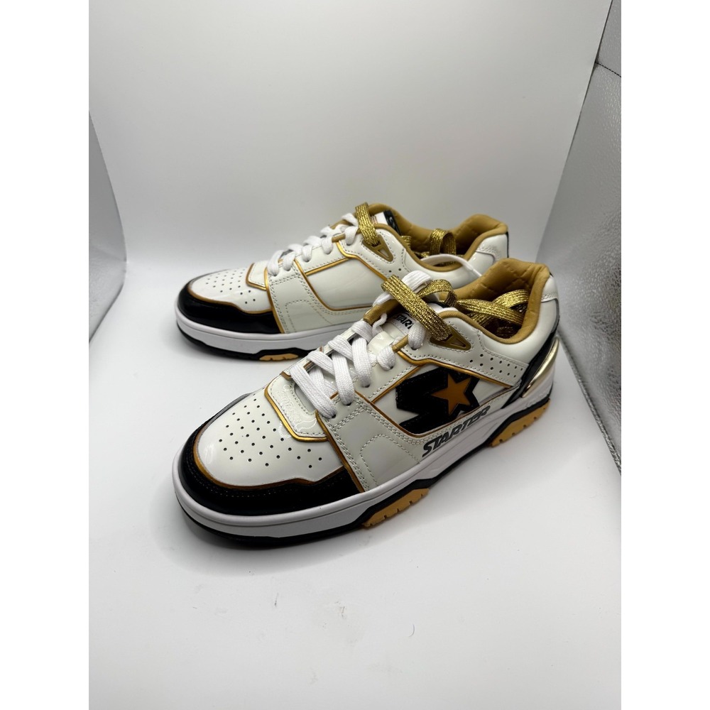 Starter Fast Break 430-10320 Mens 8 M Sneaker White Black Gold Leather Shoes